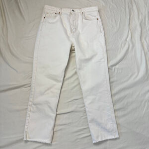 Top shop jeans White Denim Straight Raw Hem Women's 12